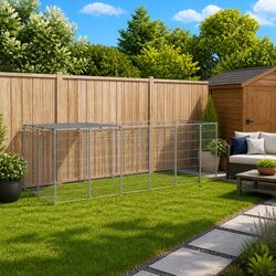 Dog Kennel Outdoor Pet Cage Steel Wire Mesh Silver 330x110x110cm Large Enclosure
