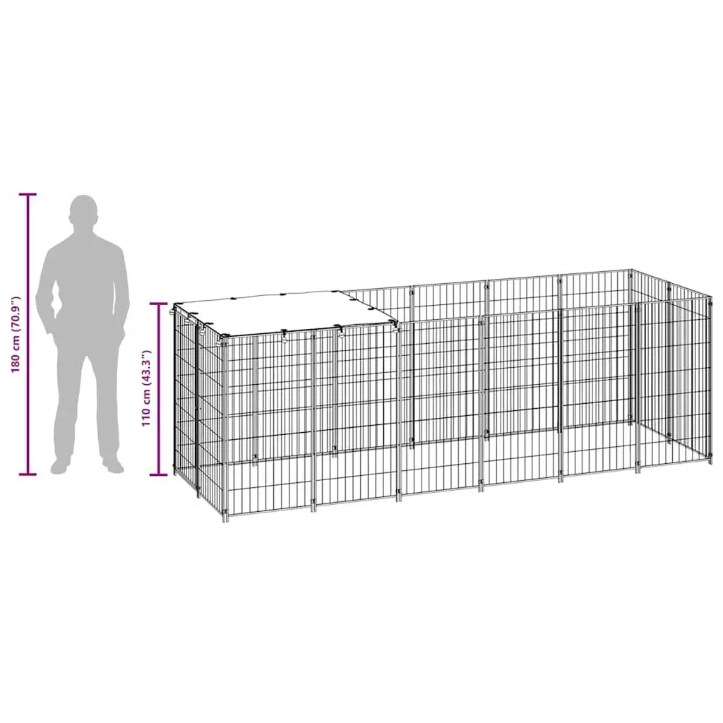 Dog Kennel Silver 330x110x110cm Outdoor Steel Wire Mesh Large Enclosure