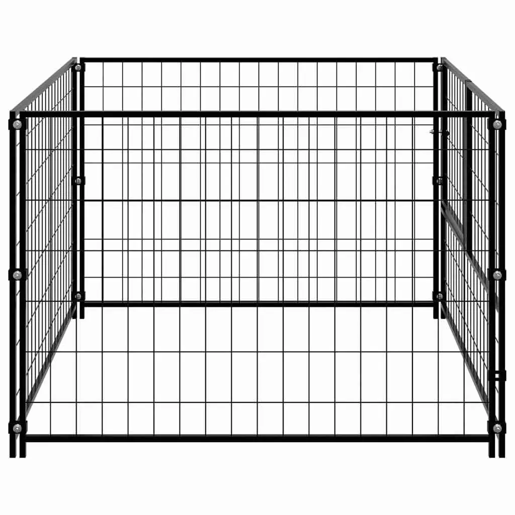 Dog Kennel Black Steel Wire Mesh Outdoor Exercise Pen 100 x 100 x 70 cm