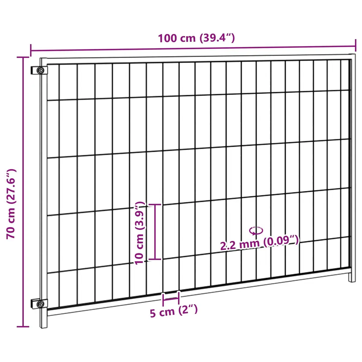 Dog Kennel Black Steel Wire Mesh Outdoor Enclosure Exercise Play Pen