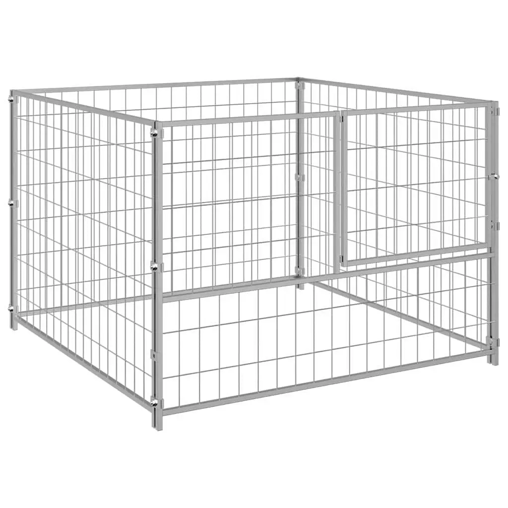 Dog Kennel Silver Outdoor 100 x 100 x 70 cm Steel Wire Mesh Exercise Pen Cage Run