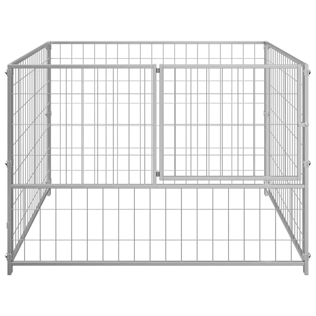 Dog Kennel Silver Outdoor 100 x 100 x 70 cm Steel Wire Mesh Exercise Pen Cage Run