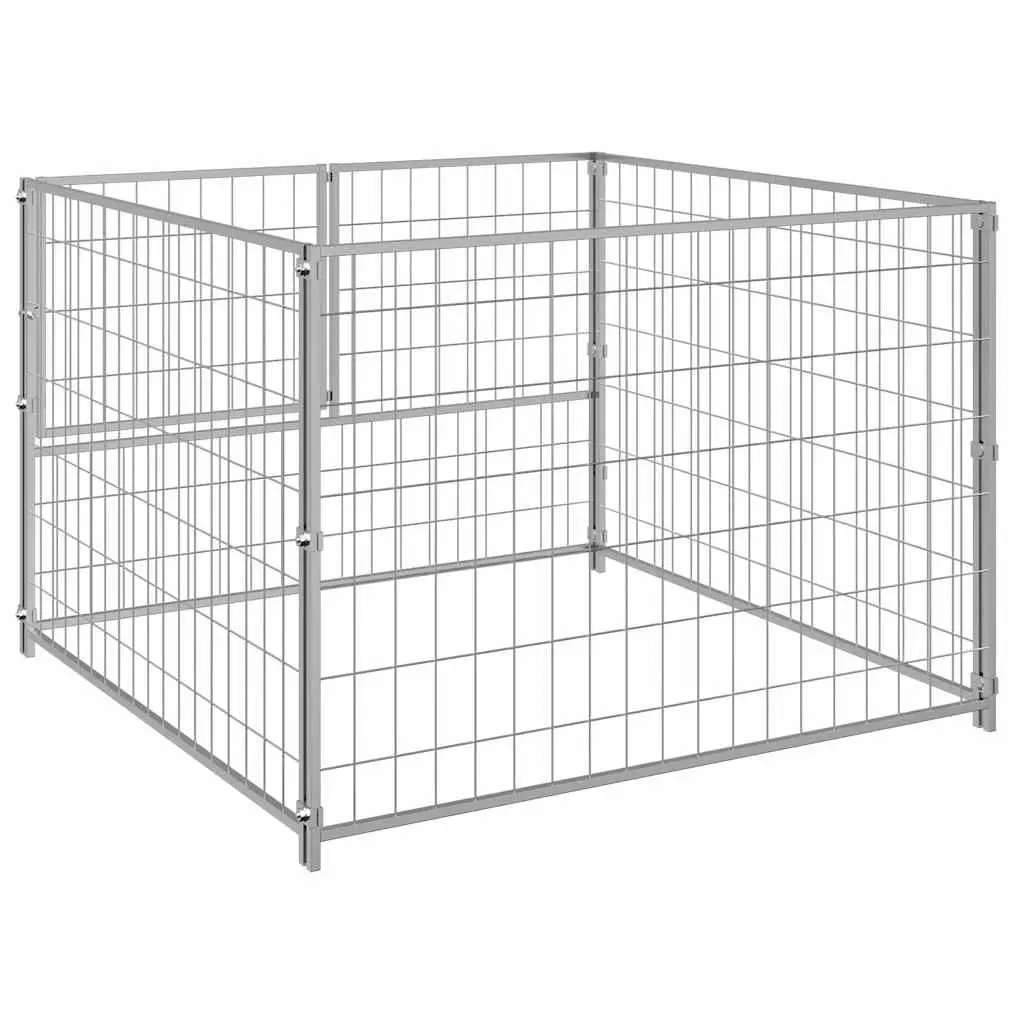Dog Kennel Silver Outdoor 100 x 100 x 70 cm Steel Wire Mesh Exercise Pen Cage Run