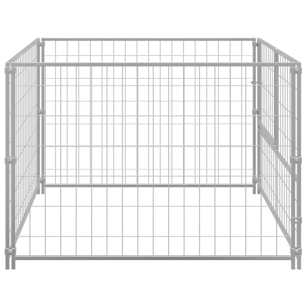 Dog Kennel Silver Outdoor 100 x 100 x 70 cm Steel Wire Mesh Exercise Pen Cage Run