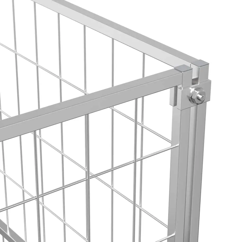 Dog Kennel Silver Outdoor 100 x 100 x 70 cm Steel Wire Mesh Exercise Pen Cage Run