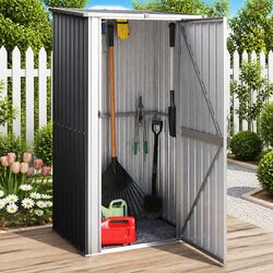 Garden Shed Anthracite Galvanised Steel Outdoor Storage Tool House Lockable Door