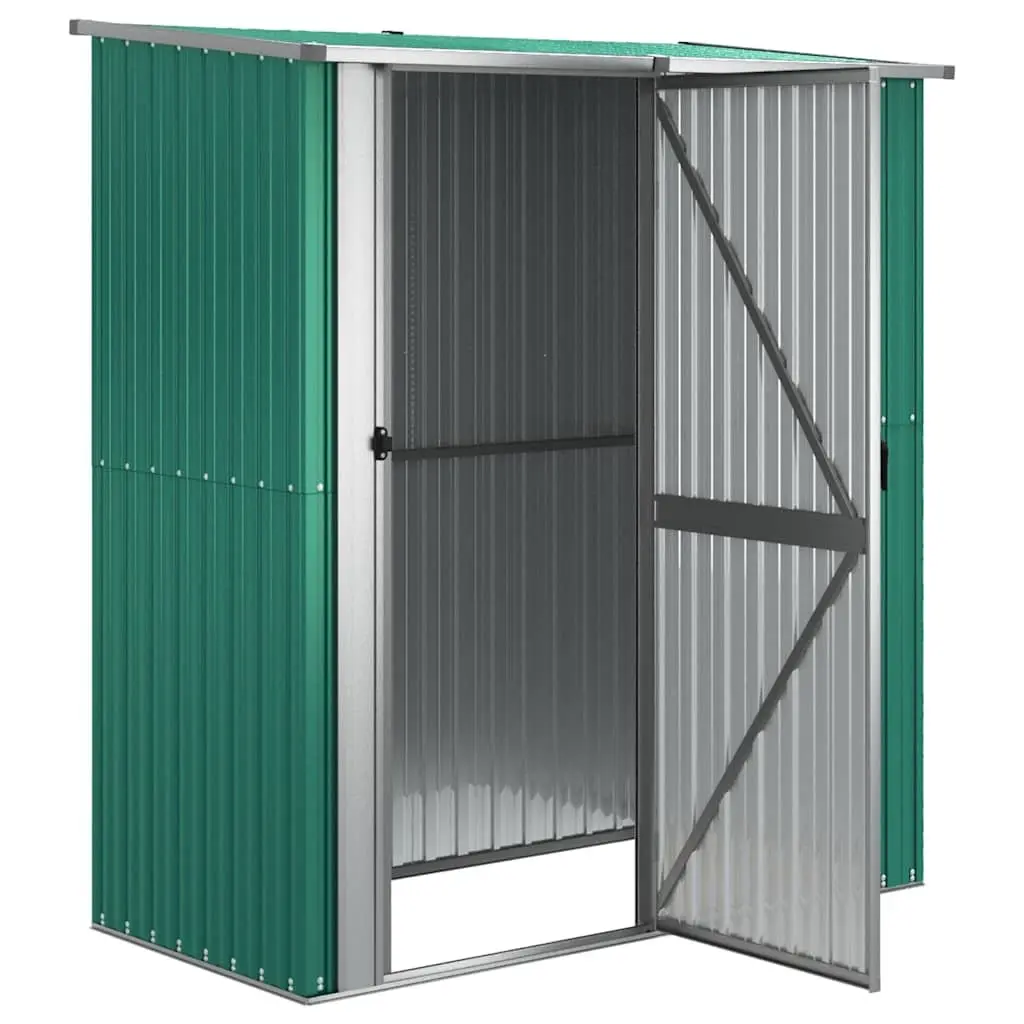 Garden Shed Green Galvanised Steel Lockable Door Sloping Roof