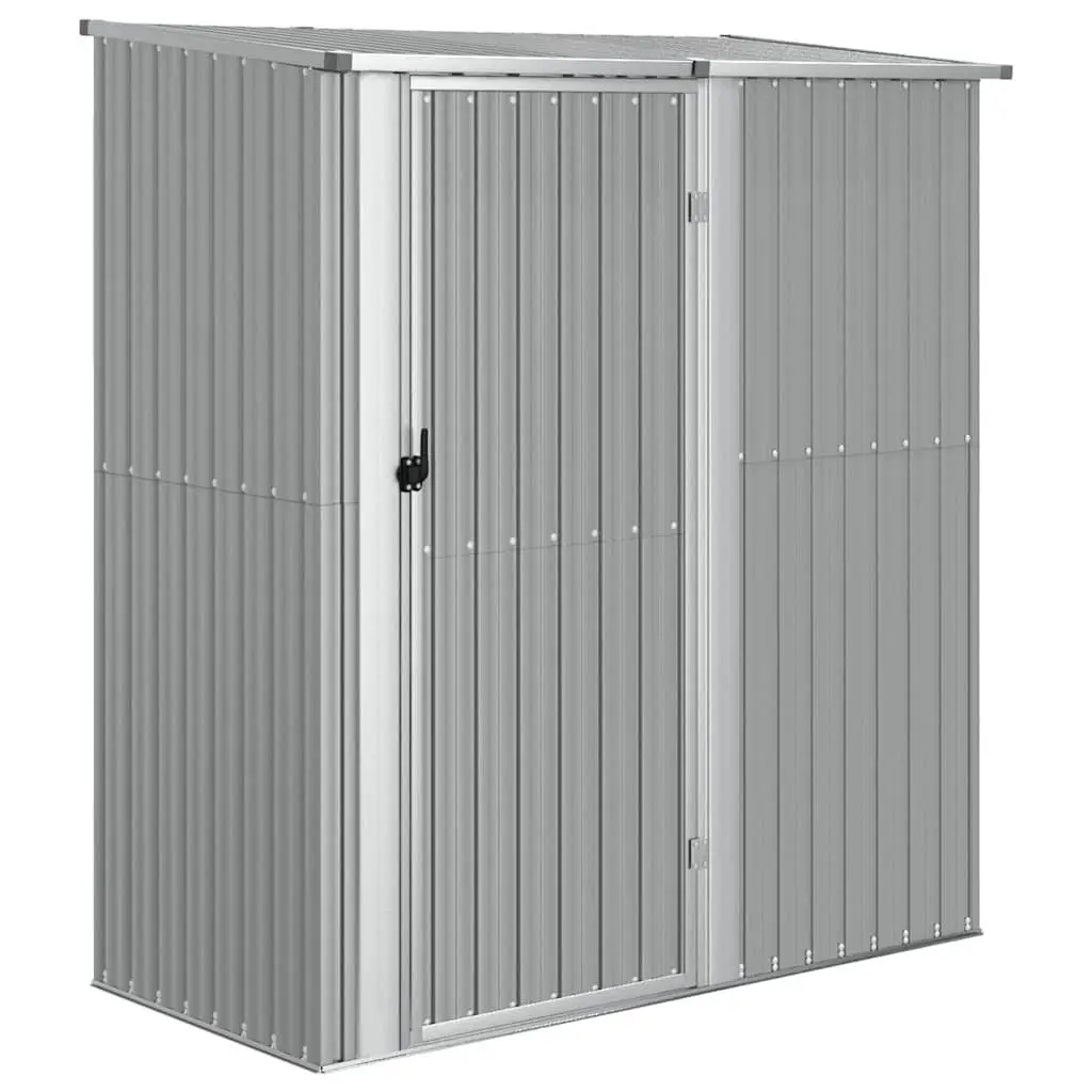 Grey Garden Shed Galvanised Steel Outdoor Storage with Lockable Door Sloping Roof 180.5x97x209.5 cm