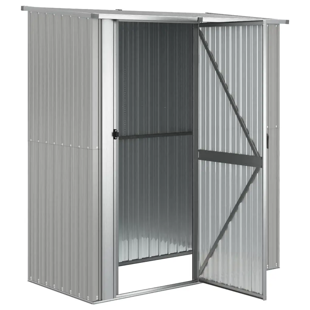 Grey Garden Shed Galvanised Steel Outdoor Storage with Lockable Door Sloping Roof 180.5x97x209.5 cm