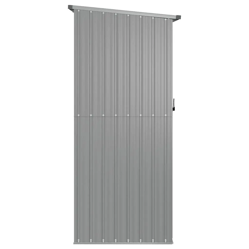 Grey Garden Shed Galvanised Steel Outdoor Storage with Lockable Door Sloping Roof 180.5x97x209.5 cm