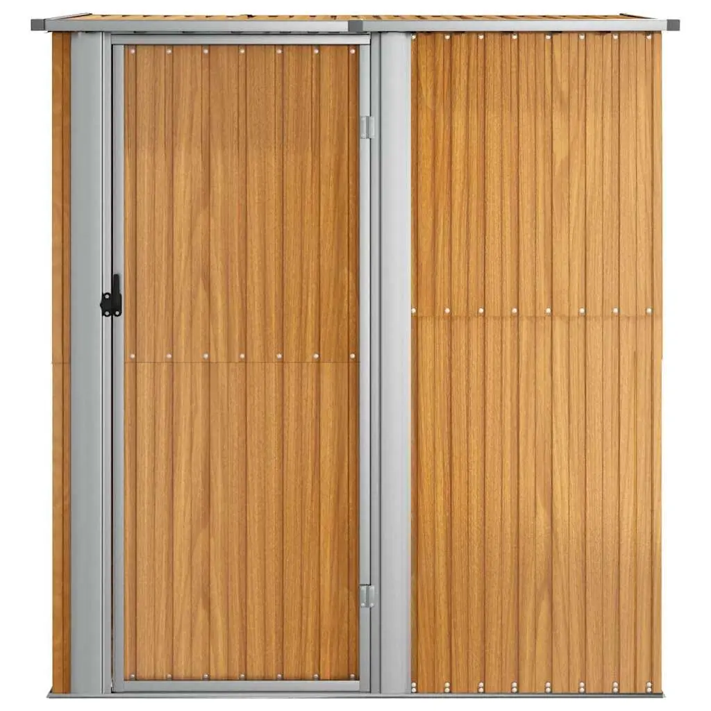 Garden Shed Brown 180.5x97x209.5 cm Lockable Door Galvanised Steel Construction