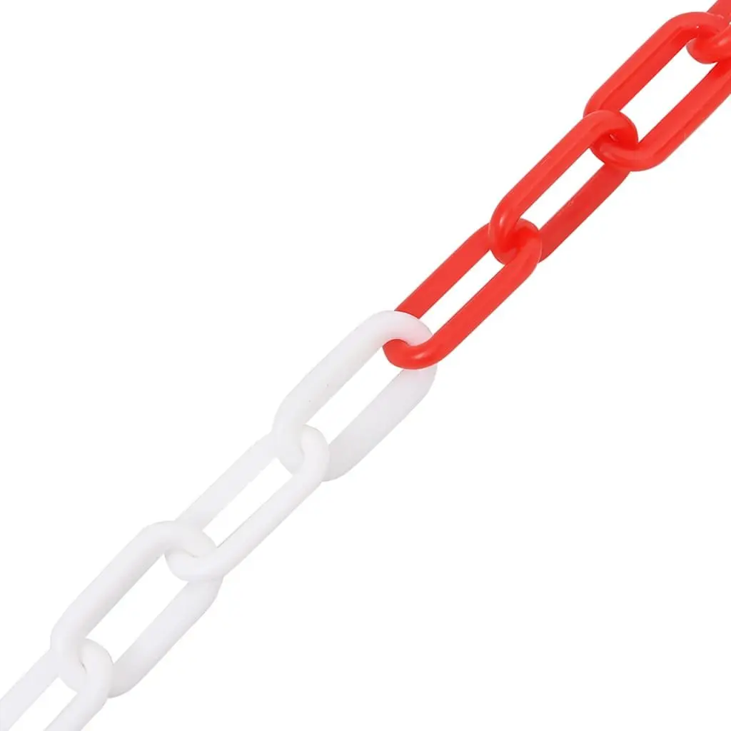 Warning Chain Red White 100m Plastic Ø4mm Temporary Safety Barrier