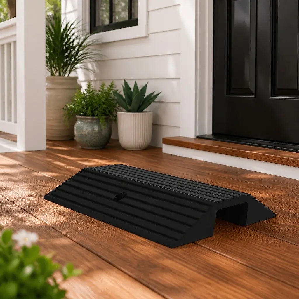 Bridge Threshold Ramp Rubber Non-slip Textured Surface 49 x 40 x 8 cm Mobility Access for Wheelchairs Scooters Rollators