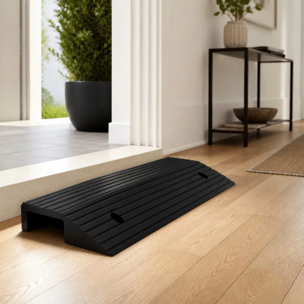 Rubber Threshold Ramp Non-Slip 80x40x8cm Solid Construction for Wheelchair Scooter Rollator