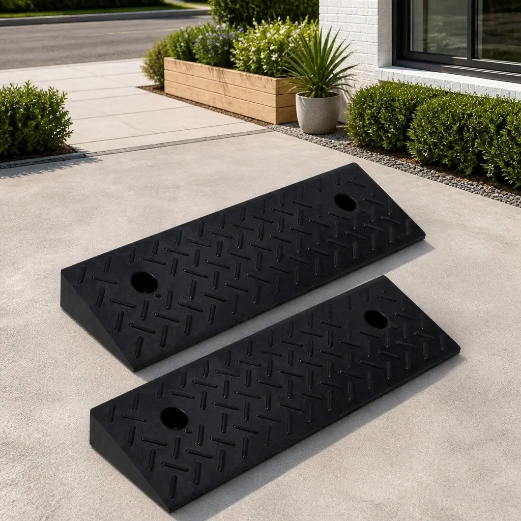 Rubber Kerb Ramps Black 50 x 17.5 x 5 cm Non-Slip Heavy Duty Vehicle Access