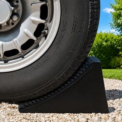 Compact and Strong Blue Rubber Wheel Chocks - 4 Count