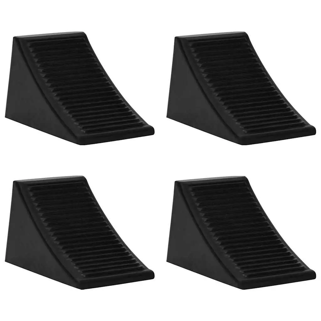 Wheel Chocks Blue Rubber 4 Piece Non-slip Top Surface Solid Construction