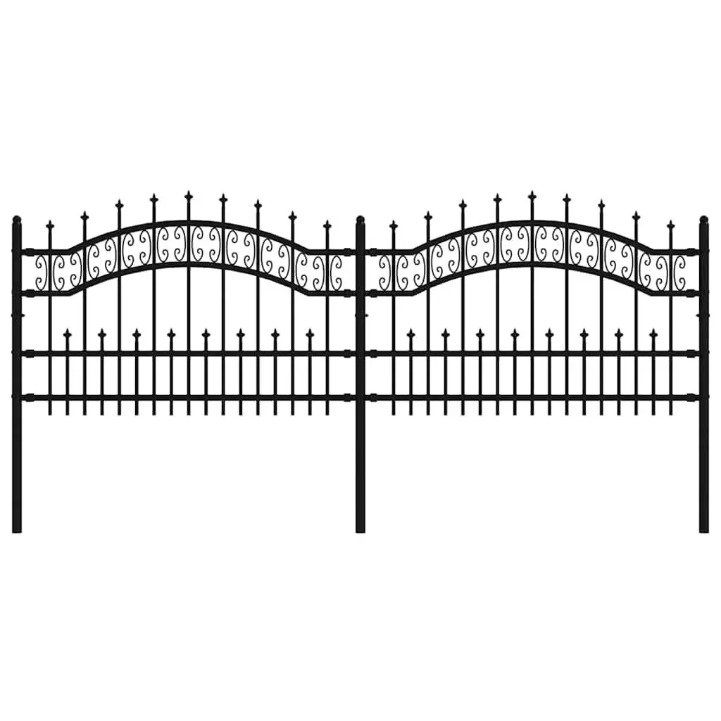 Garden Fence Panel Black Spear Top Steel Outdoor Backyard Perimeter Barrier