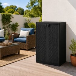Black Storage Cabinet with Ample Shelf Space