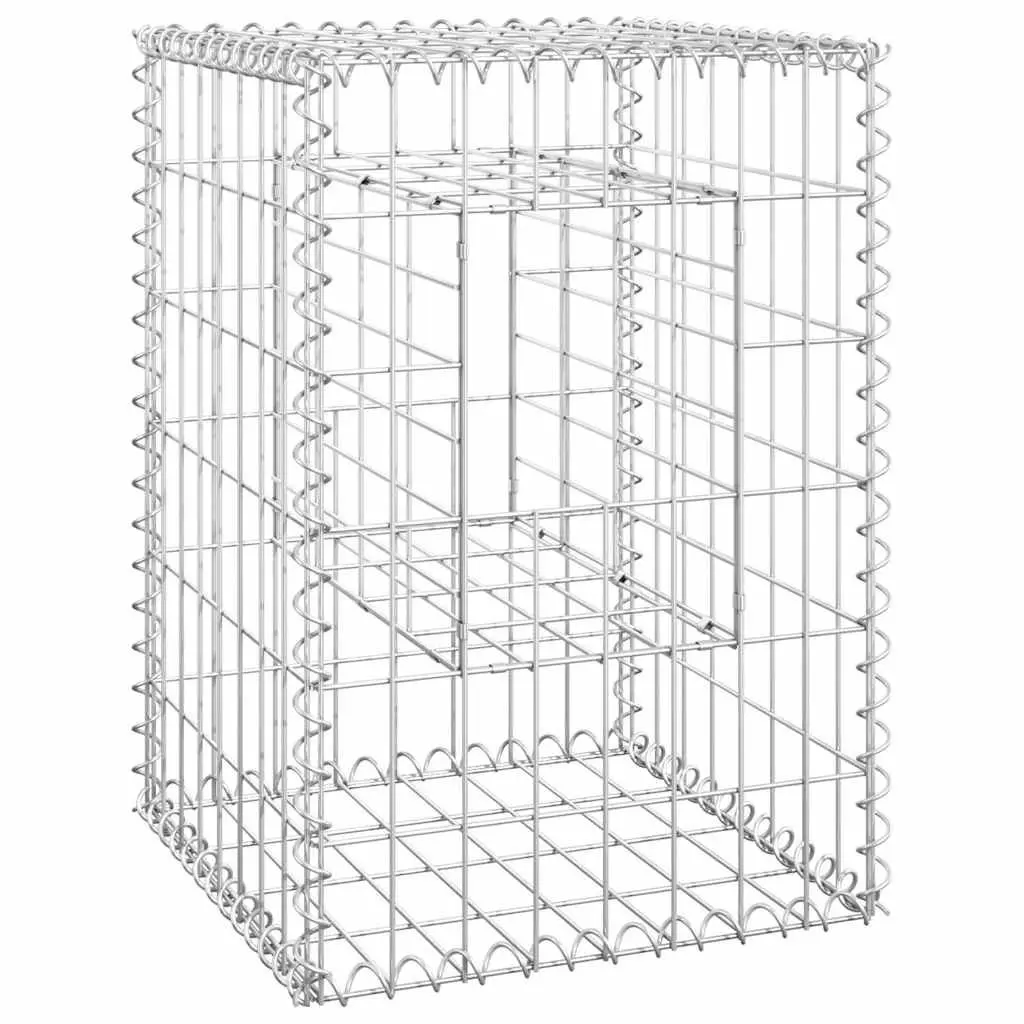Gabion Basket Posts 2 pcs 40x40x60 cm Iron Garden Fence Patio Decoration