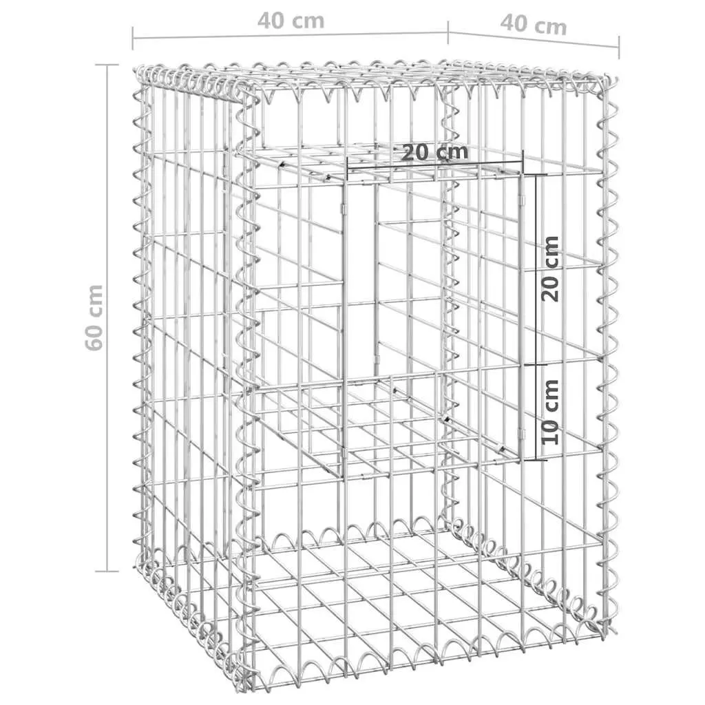Gabion Basket Posts 2 pcs 40x40x60 cm Iron Garden Fence Patio Decoration