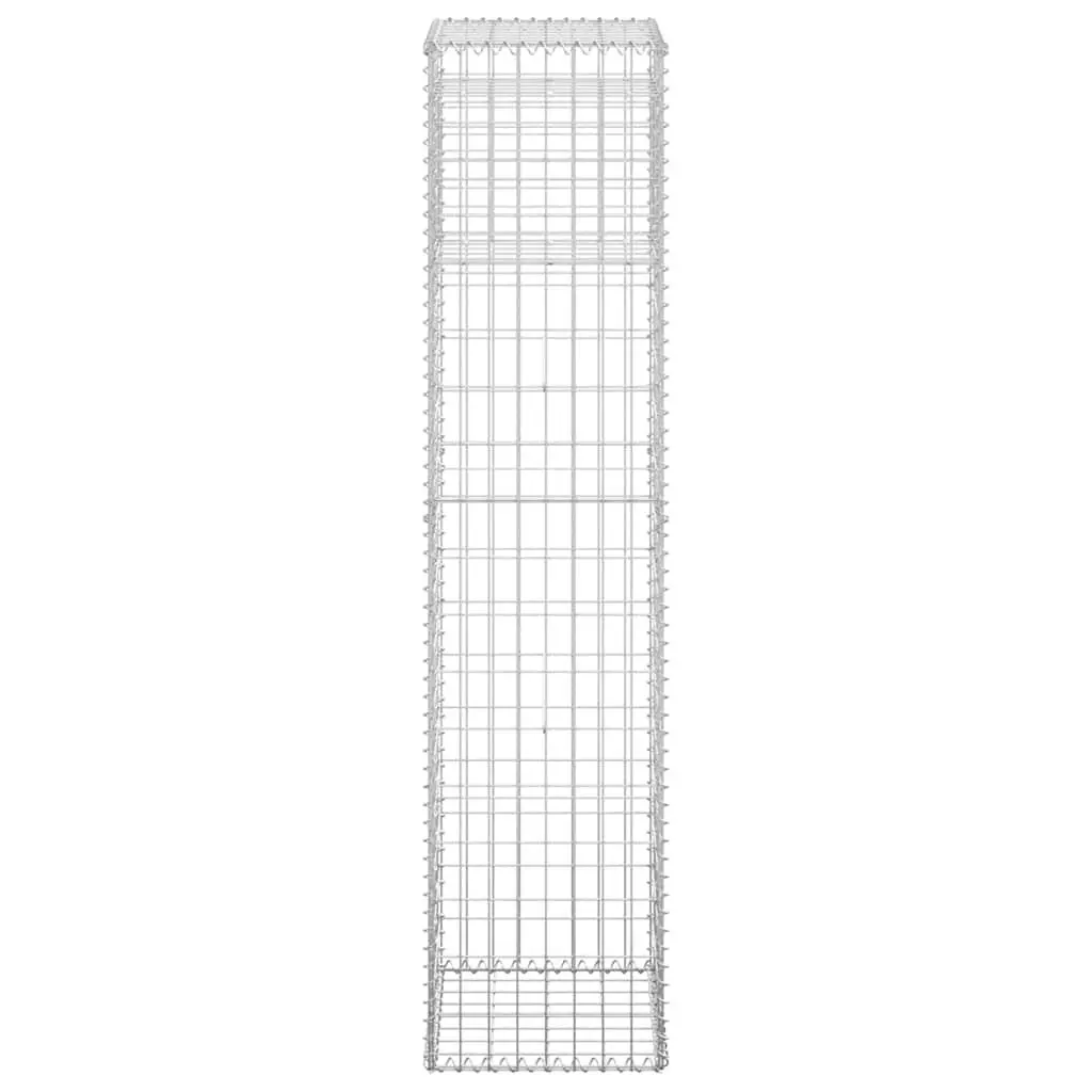 Gabion Basket Post Silver 40x40x180 cm Welded Mesh Grid Construction for Garden Fencing and Patio Barrier