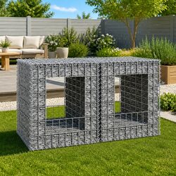 Concise Gabion Basket Posts Set - 2 Pieces, Iron Mesh