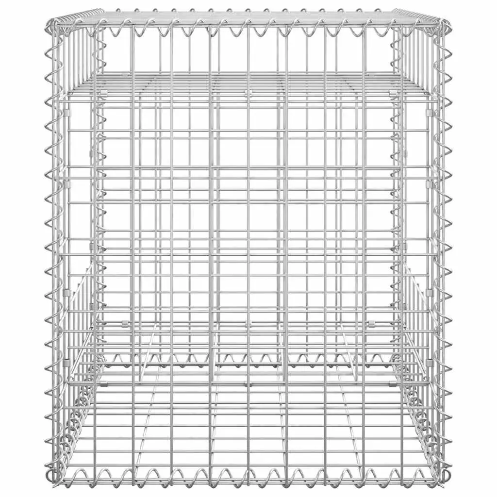 Gabion Basket Posts Silver 50x50x60 cm Iron Wire Mesh Garden Fencing Barrier 2 Piece