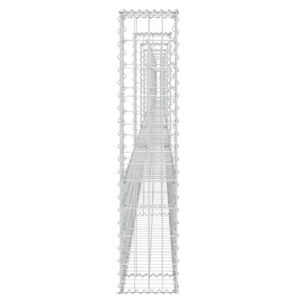 U-Shape Gabion Basket Silver Iron 620x20x100cm Weather-Resistant with 6 Posts for Retaining Wall Garden Fence Panel