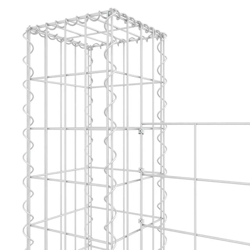 U-Shape Gabion Basket with 2 Posts Silver Retaining Wall Fence Panel Garden