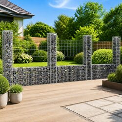 U-Shape Gabion Basket Fence Panel 380x20x150cm with 4 Posts Retaining Wall