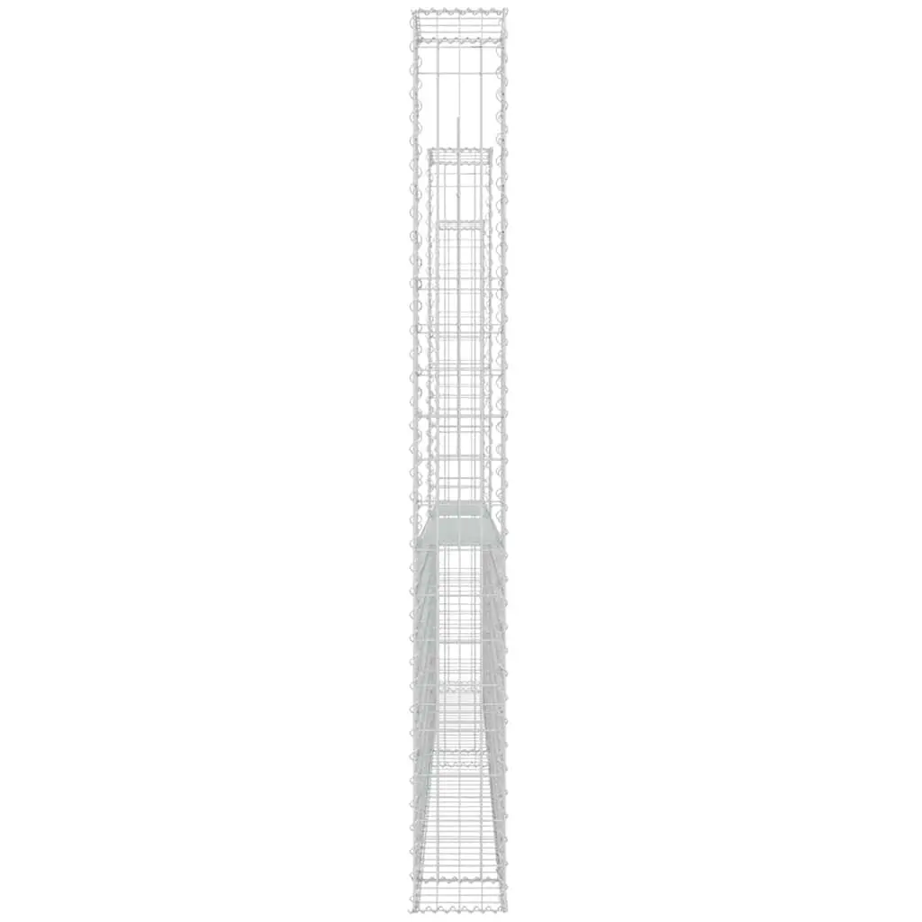 U-Shape Gabion Basket Fence Panel Silver 260x20x200cm Welded Wire Mesh Iron Posts