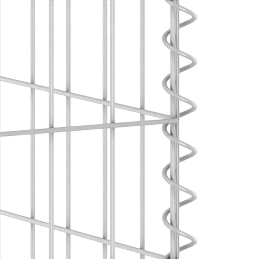 Gabion Wall Waste Bin Container Silver Galvanised Steel Garden Patio