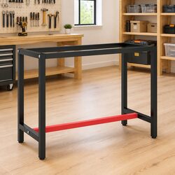 Work Bench Frame Metal Heavy Duty Powder Coated Legs 110x50x79cm Black
