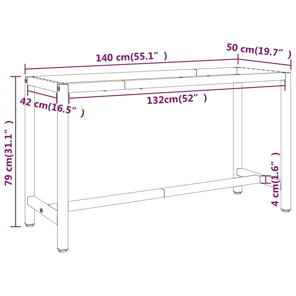 Work Bench Frame Matte Black Heavy Duty Metal Table Legs Base Support Structure