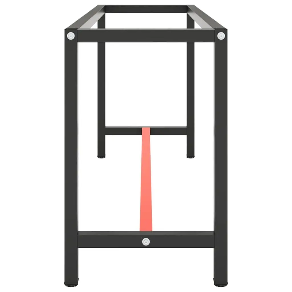 Metal Work Bench Frame Matte Black Red 170x50x79cm Heavy Duty Powder Coated