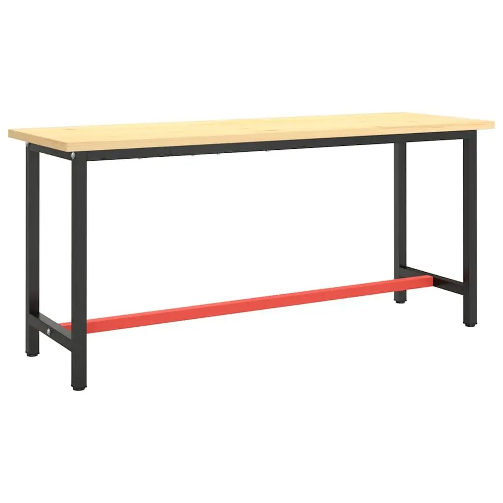 Metal Work Bench Frame Matte Black Red 170x50x79cm Heavy Duty Powder Coated