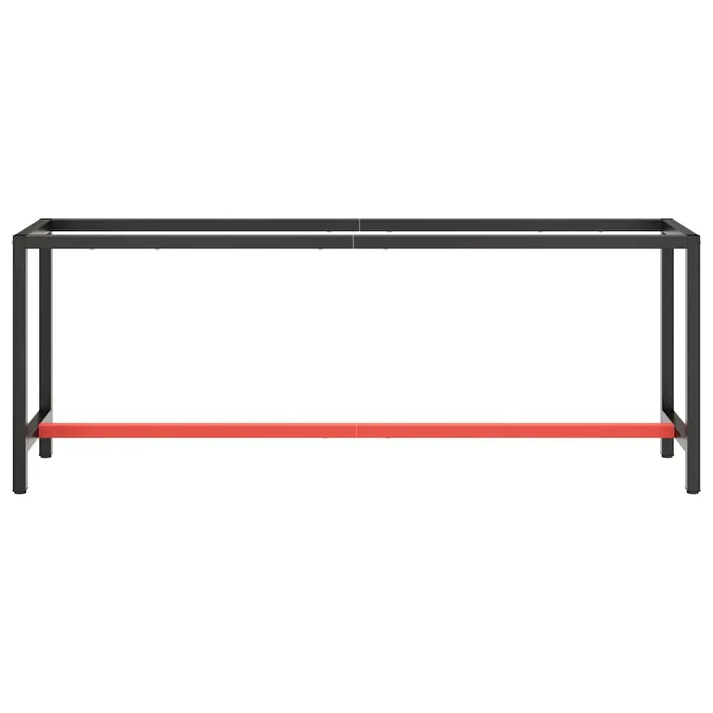 Metal Work Bench Frame Matte Black and Matte Red Heavy Duty Reinforced Structure