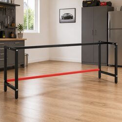 Work Bench Frame Heavy Duty Metal Table Legs Matte Black Reinforced Bar Support
