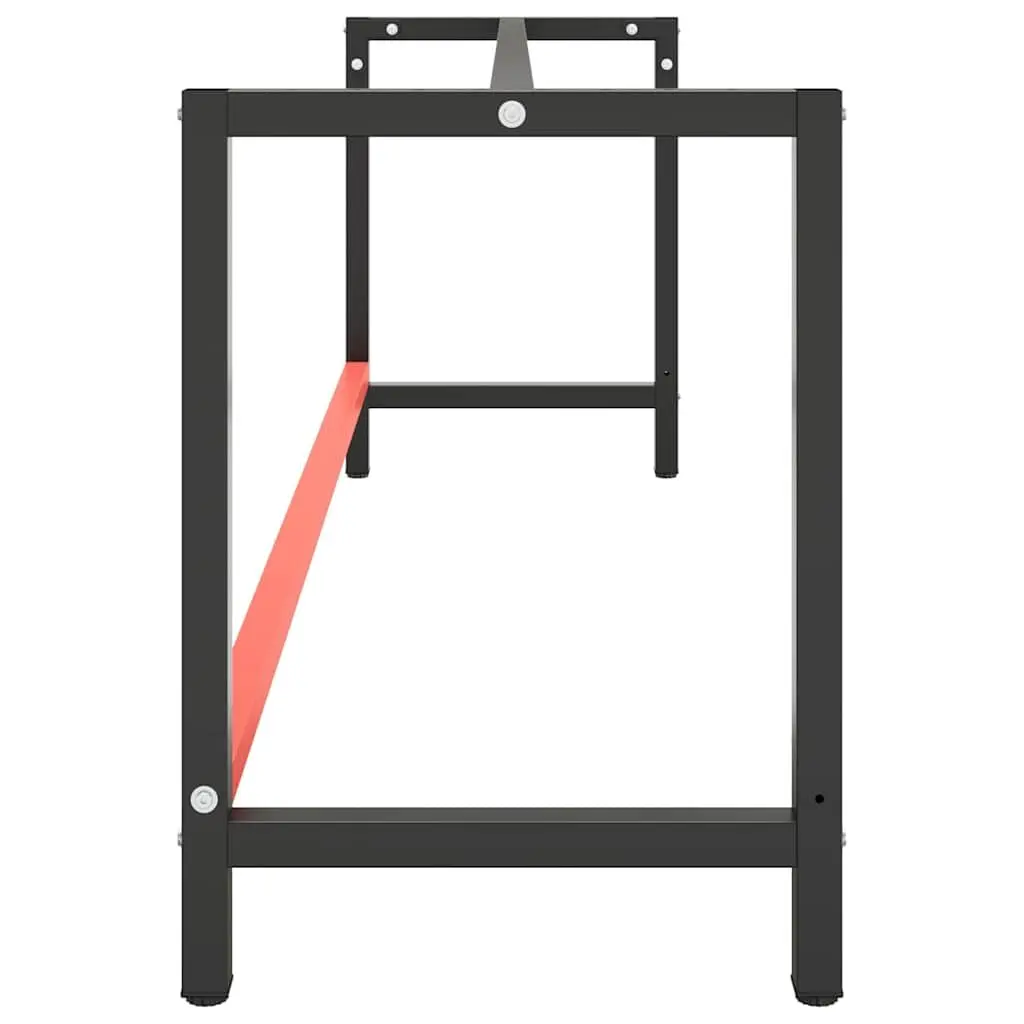 Work Bench Frame Heavy Duty Metal Matte Black Size 220 x 57 x 79 cm Reinforced Bar Support
