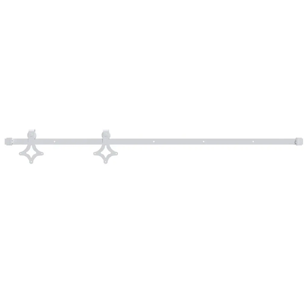 Sliding Door Hardware Kit White 183cm Powder-coated Steel Smooth Quiet Operation
