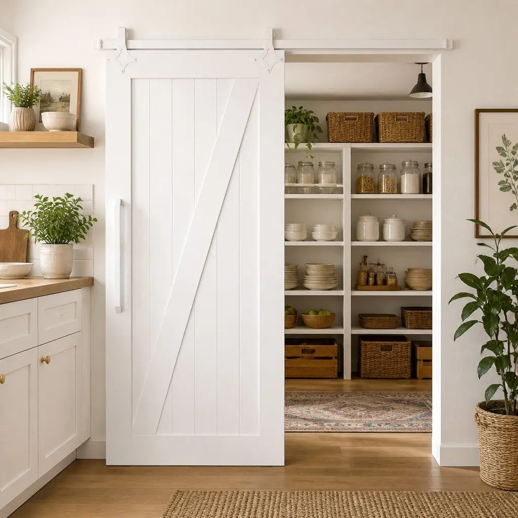 Sliding Door Hardware Kit White 200cm Powder-coated Steel Track System