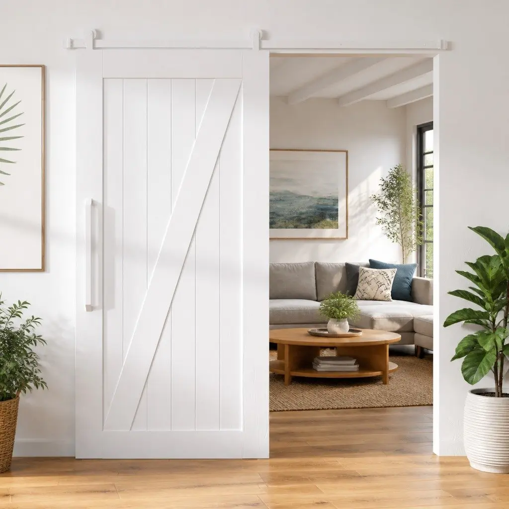Sliding Door Hardware Kit 200cm Steel Track Rail Barn Kitchen Study White