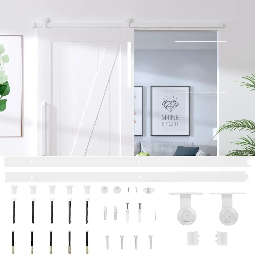 Sliding Door Hardware Kit 200cm Steel Track Rail Barn Kitchen Study White