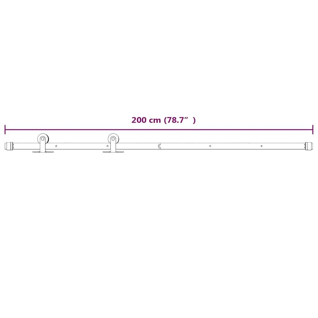 Sliding Door Hardware Kit 200cm Steel Track Rail Barn Kitchen Study White