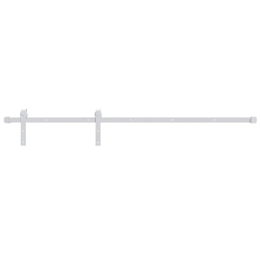 Sliding Door Hardware Kit White 200cm Powder-coated Steel Track Rail System