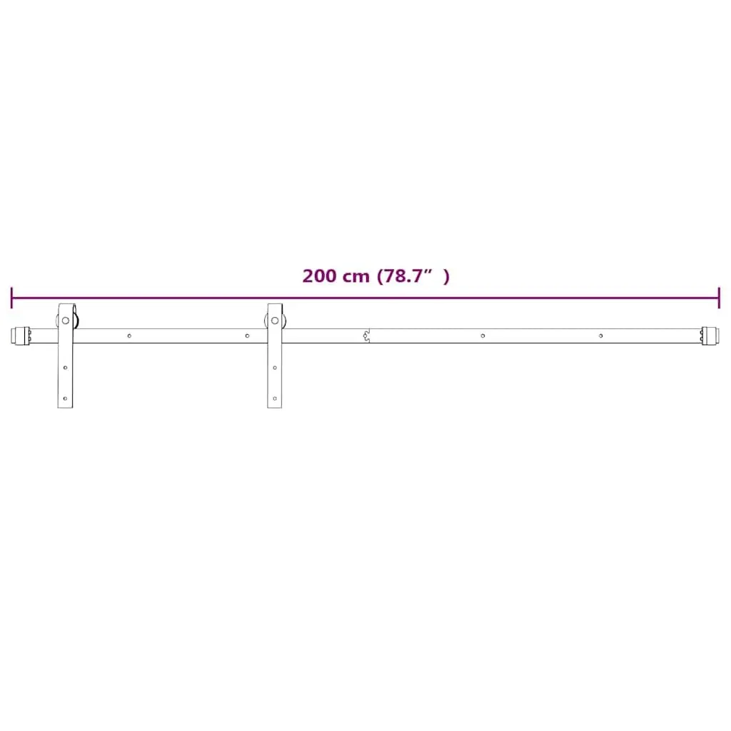 Sliding Door Hardware Kit White 200cm Powder-coated Steel Track Rail System