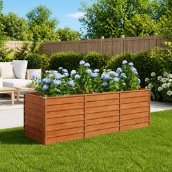 Corten Steel Raised Bed 240x80x77cm – Durable & Stylish