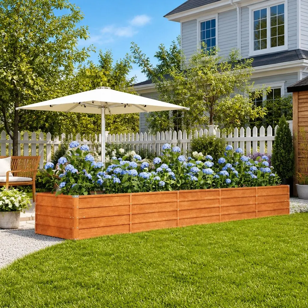 Garden Raised Bed Planter Brown 400x80x45cm Corten Steel Weathering Outdoor
