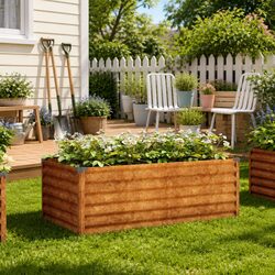 Garden Raised Bed Planter 100x50x36 cm Corten Steel Brown Outdoor Patio